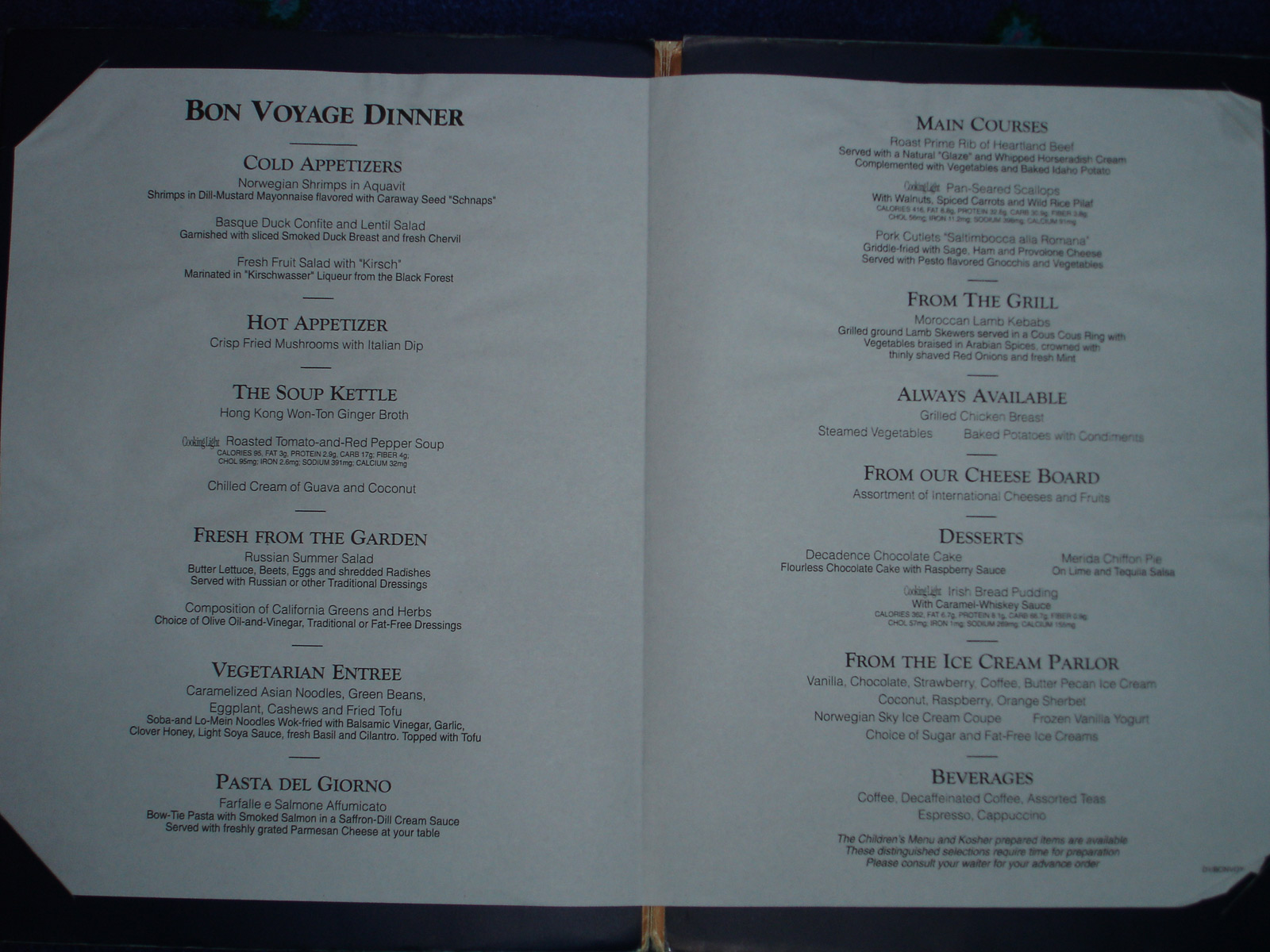 Ncl Escape Main Dining Room Menu